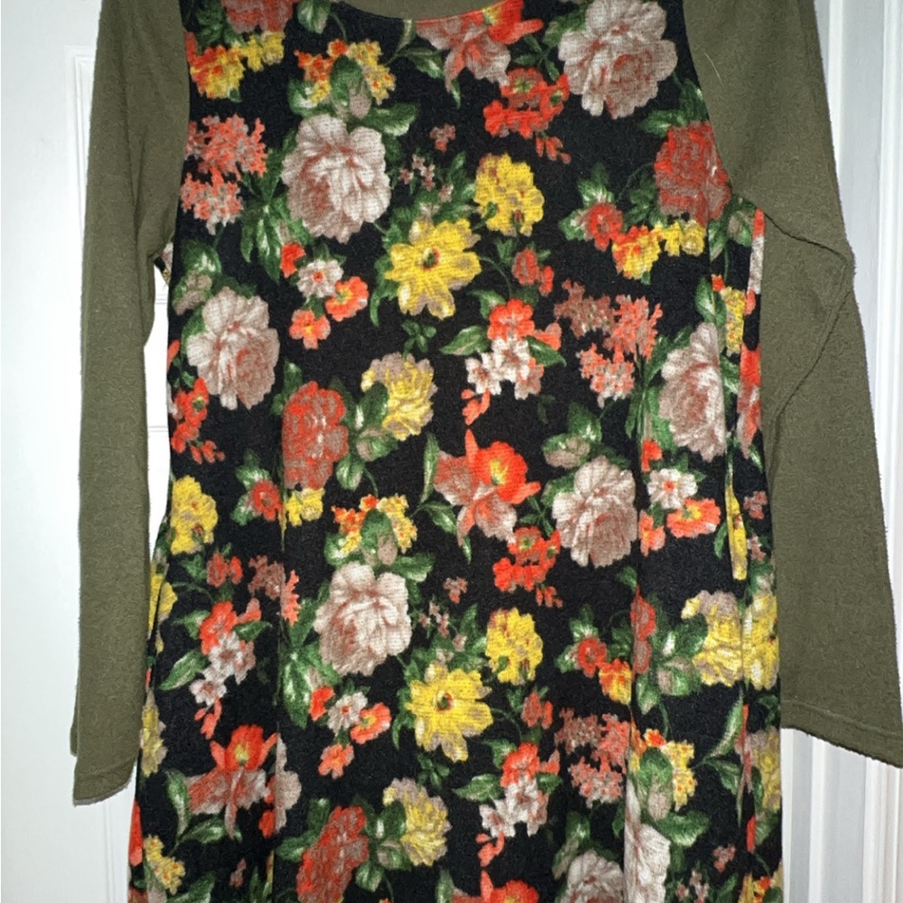 Cherish Olive Floral Knit Dress